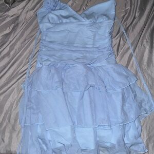 Elegant Backless Light Blue Dress